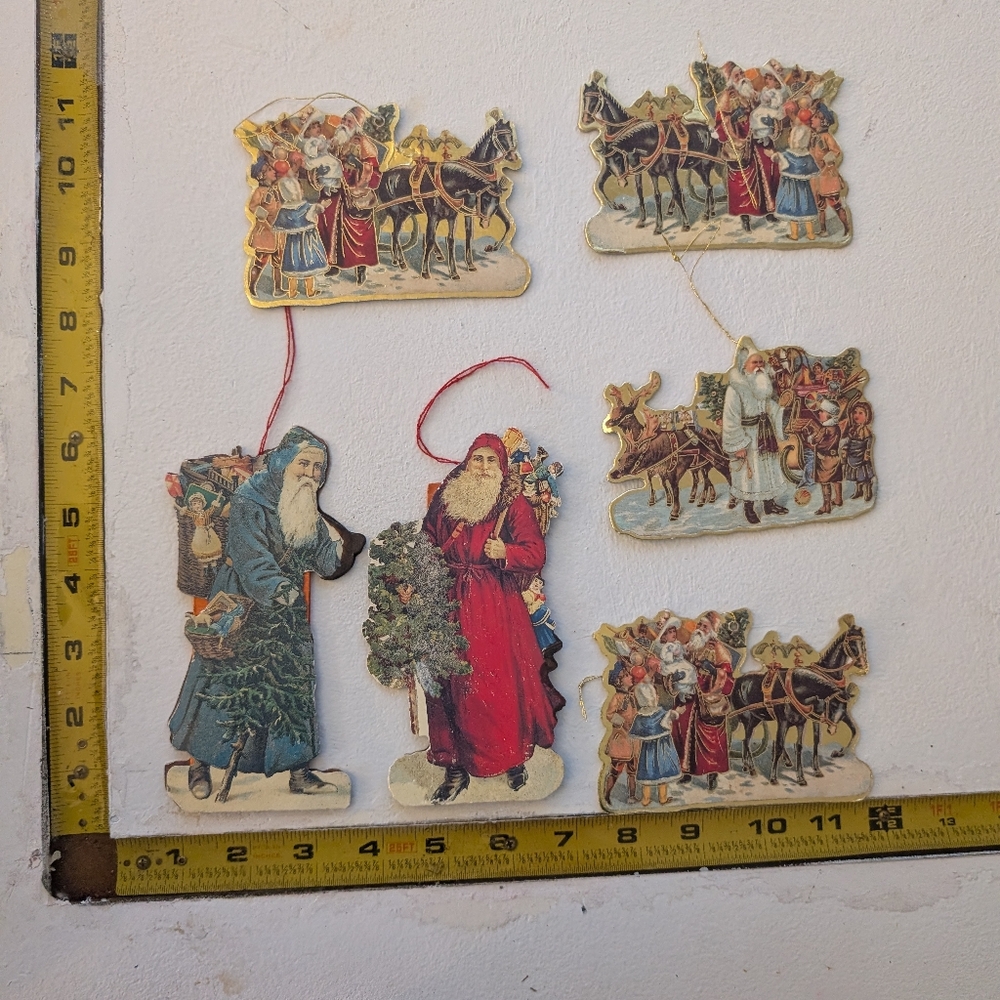 Vintage Christmas Paper Ornaments Goil Foil 6 Pieces - Picture 4 of 4